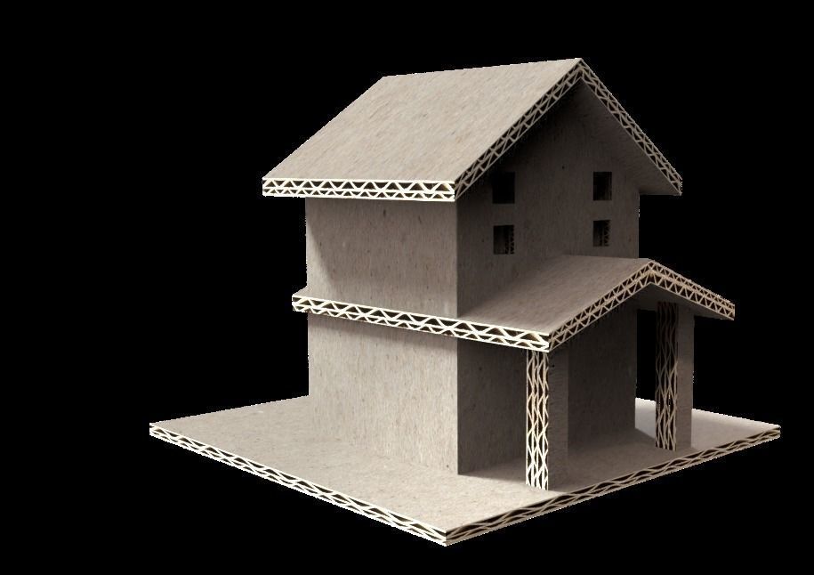 cardboard simple house Low-poly 3D model_5