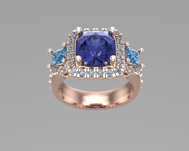 Three stone princess rings NN148 3D print model