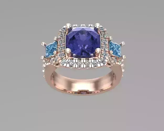 Three stone princess rings NN148