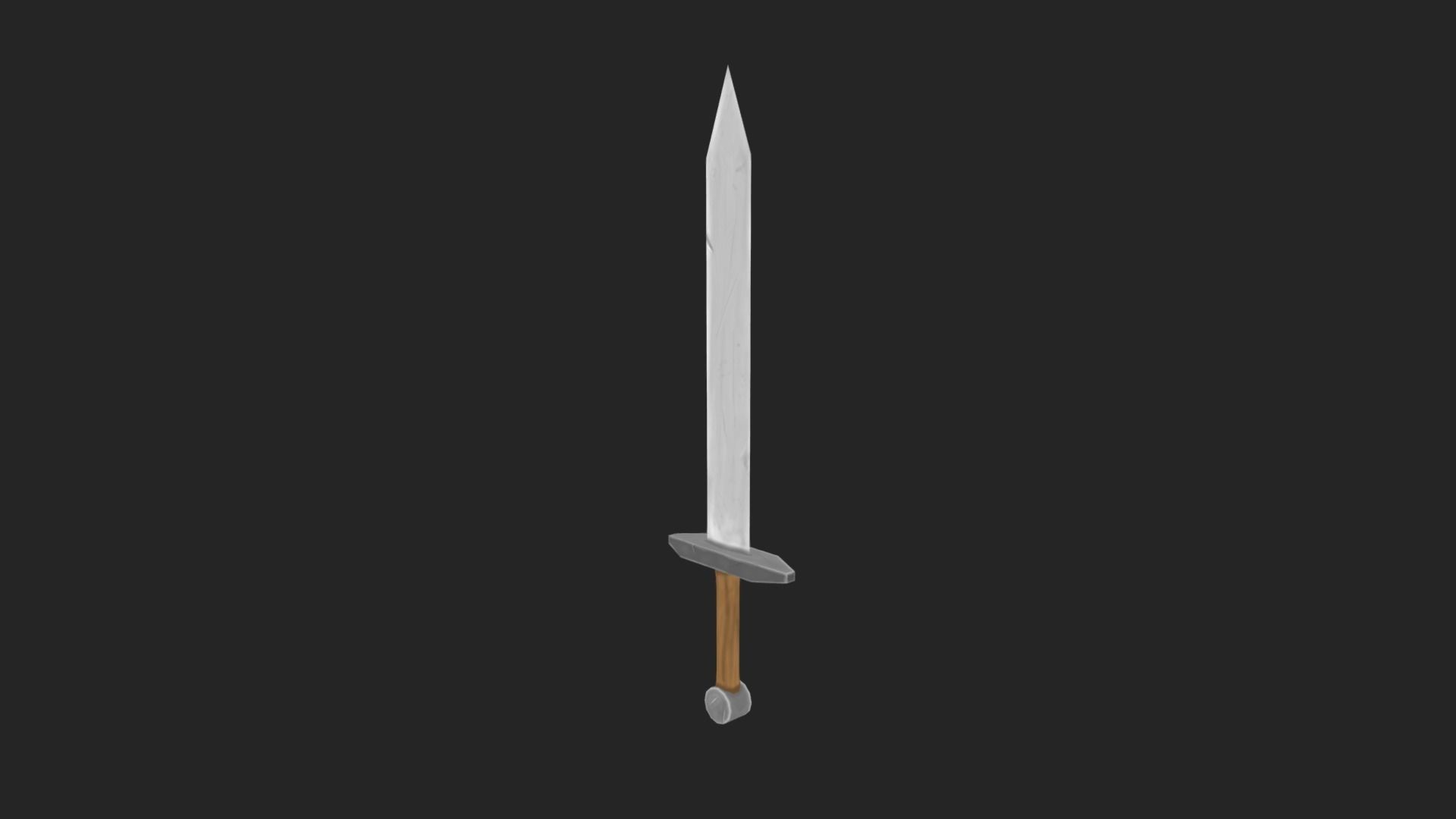 Sword Hand Painted Game Asset Free low-poly 3D model_3