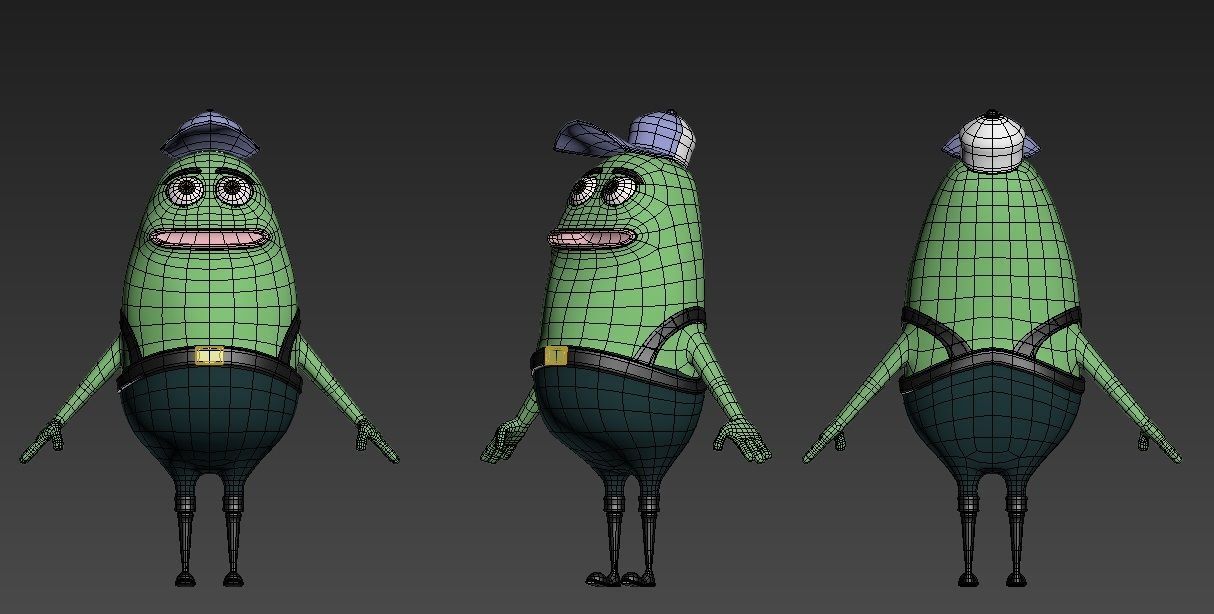 fish spongebob square pants Low-poly 3D model_3