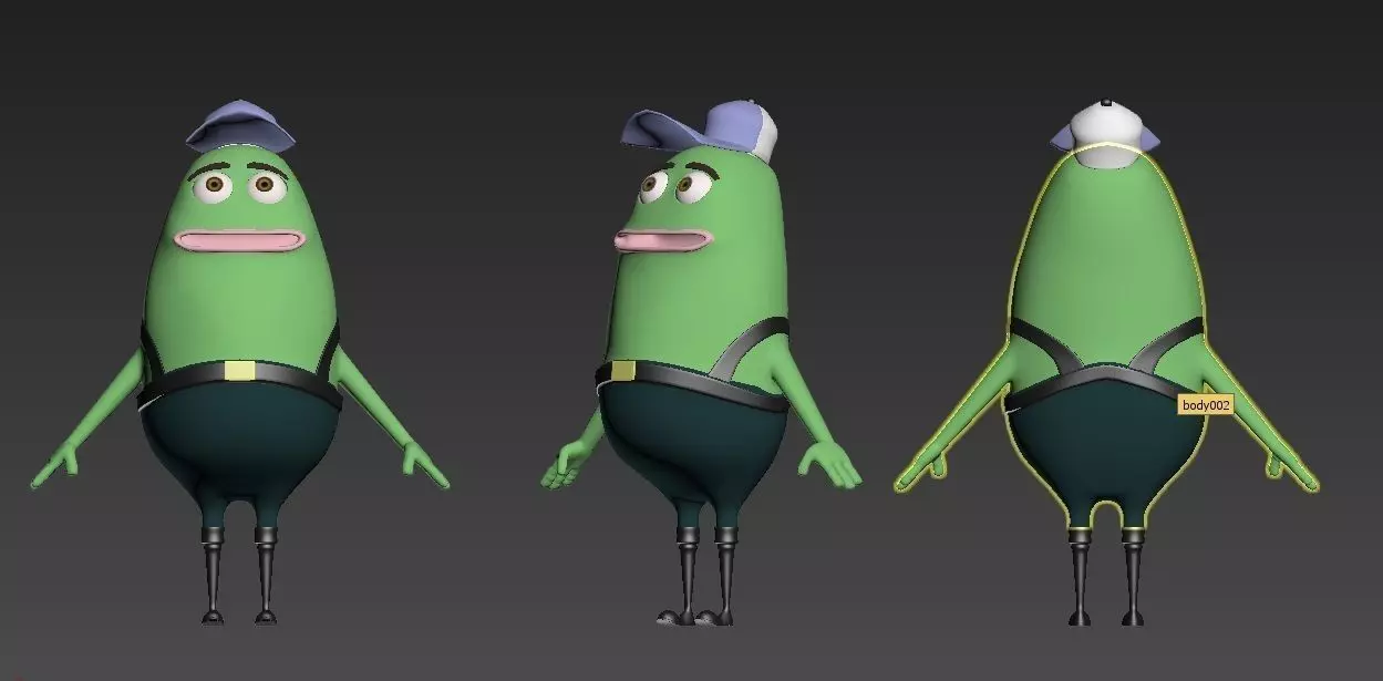 fish spongebob square pants Low-poly 3D model_0