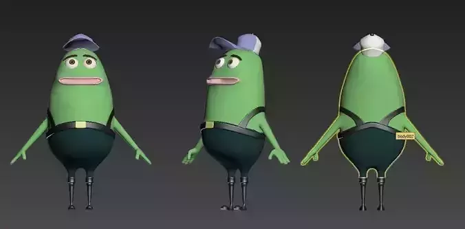 fish spongebob square pants Low-poly 3D model