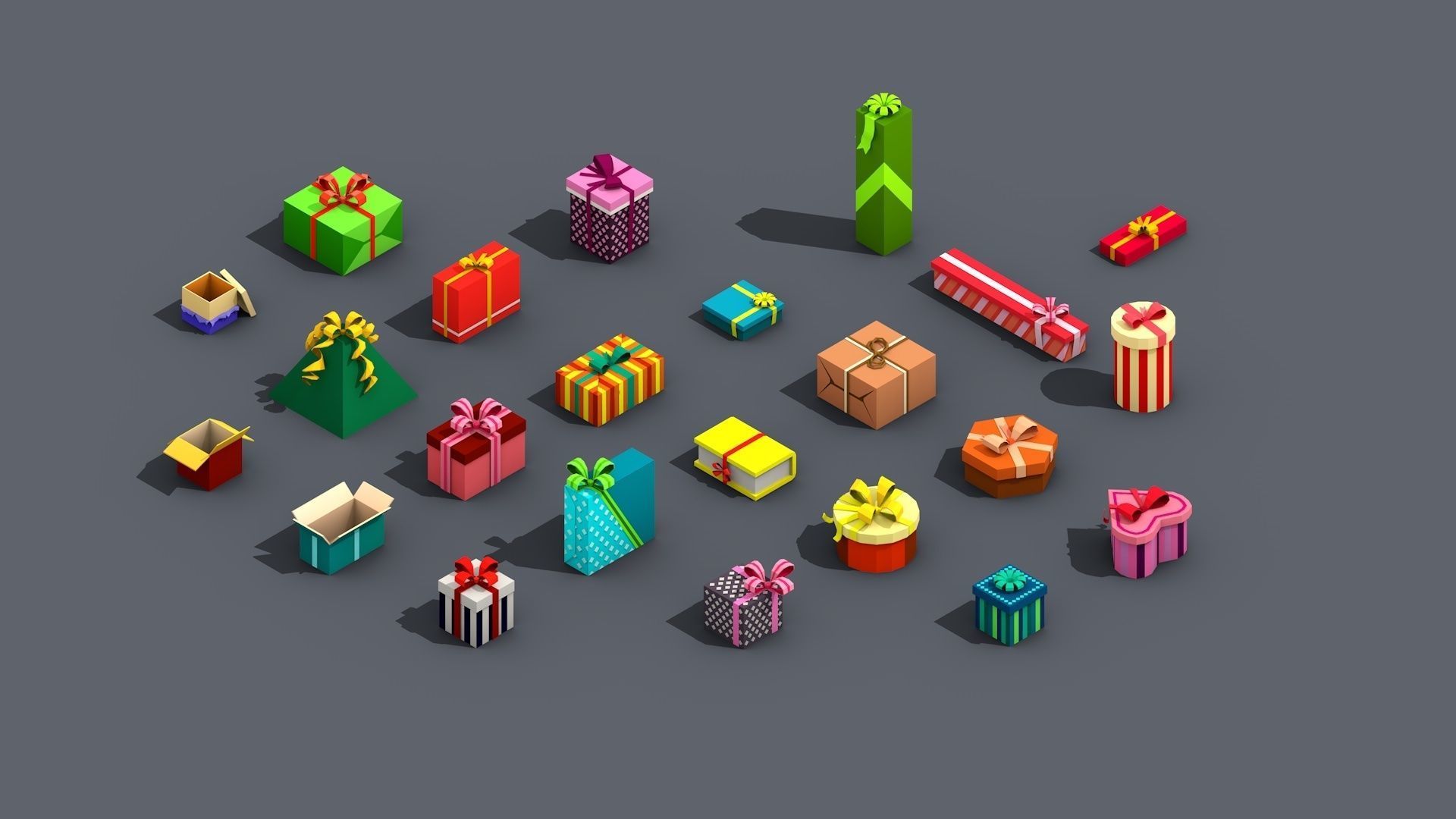 Low Poly Gift Box Isometric Low-poly 3D model_1