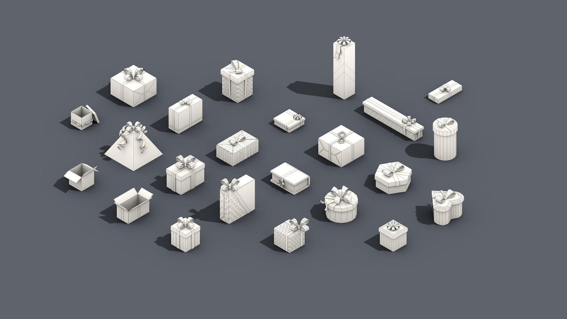 Low Poly Gift Box Isometric Low-poly 3D model_2