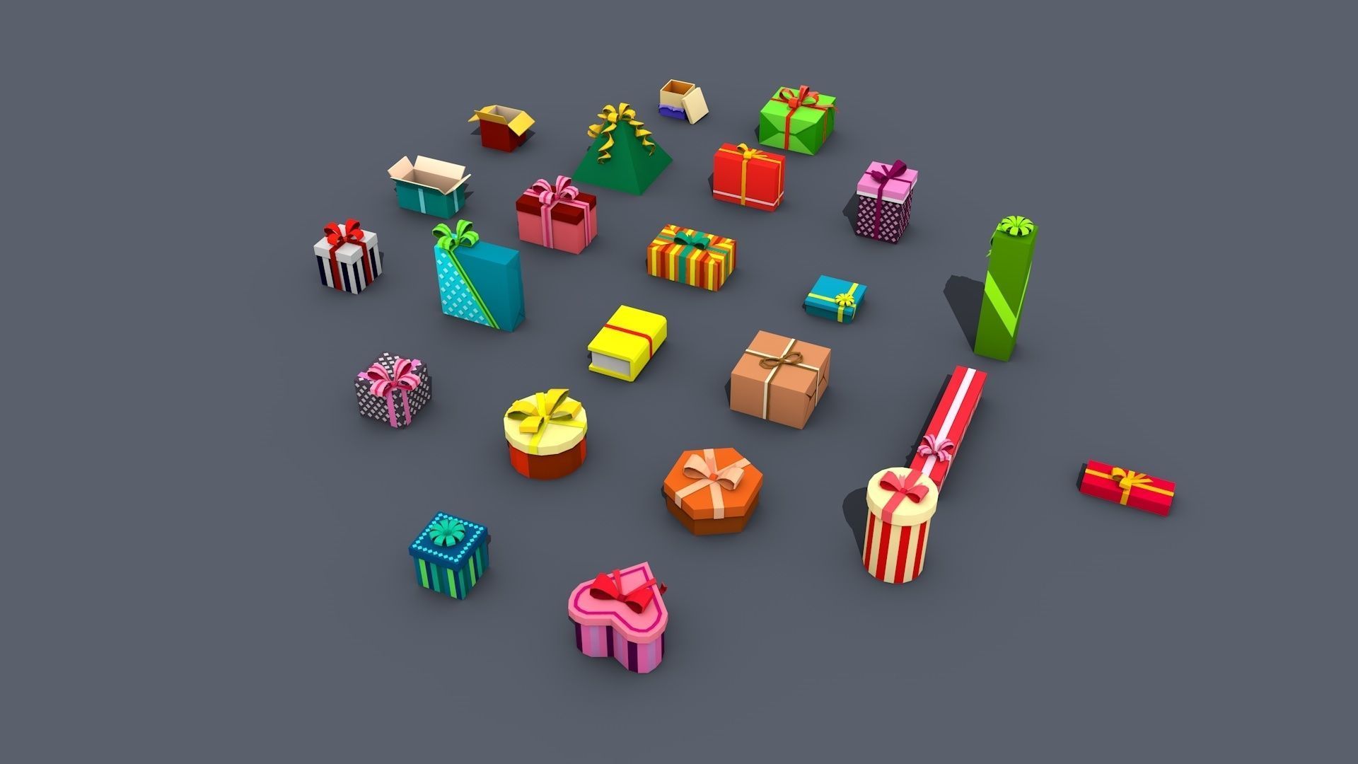 Low Poly Gift Box Isometric Low-poly 3D model_4