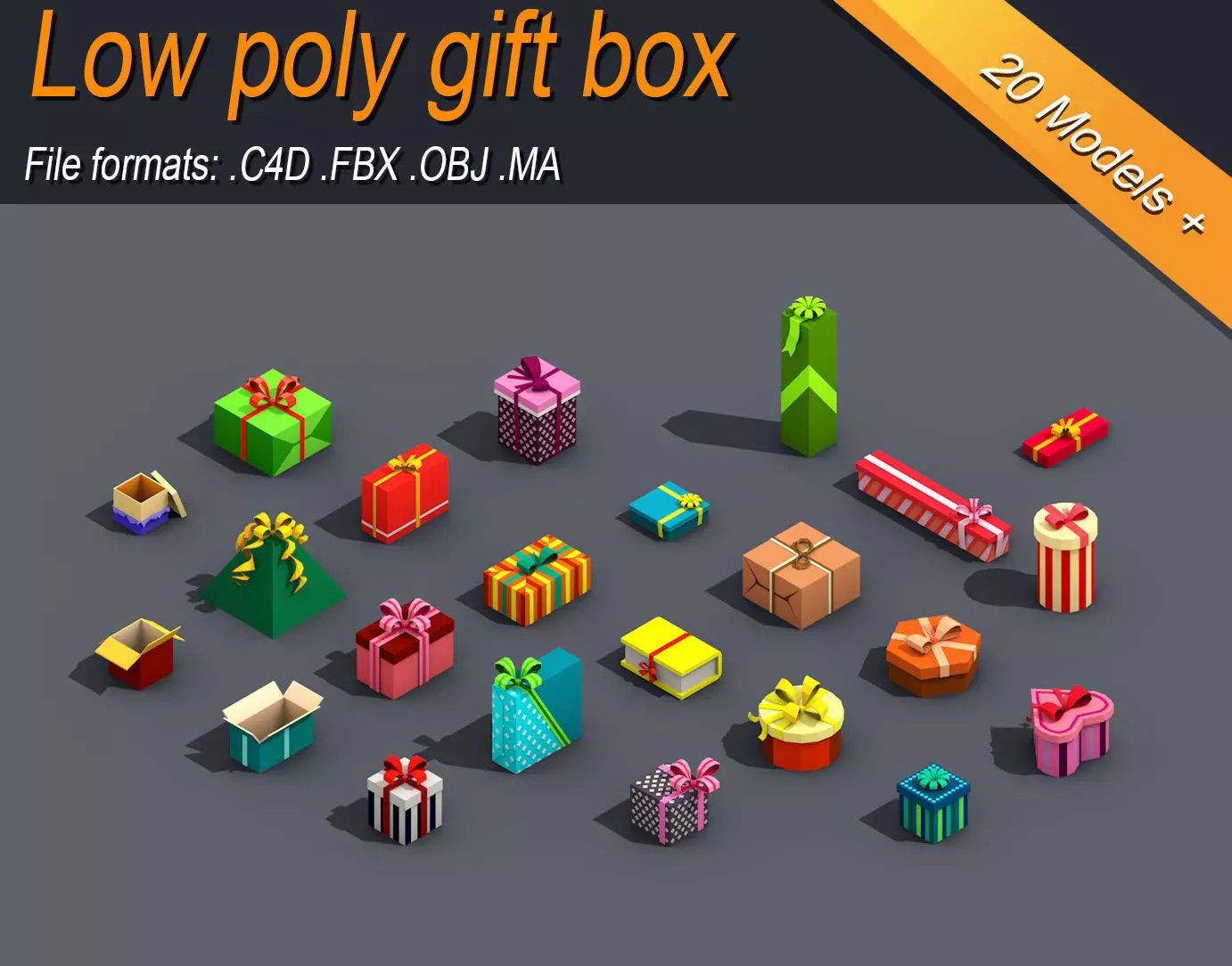 Low Poly Gift Box Isometric Low-poly 3D model_0