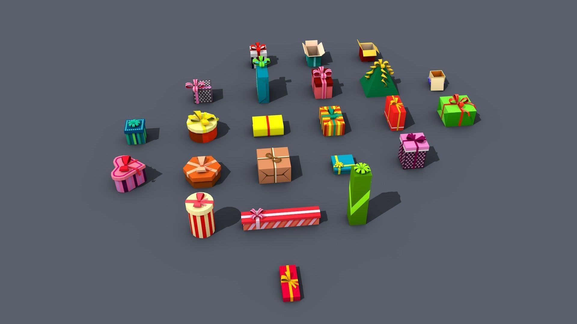 Low Poly Gift Box Isometric Low-poly 3D model_3