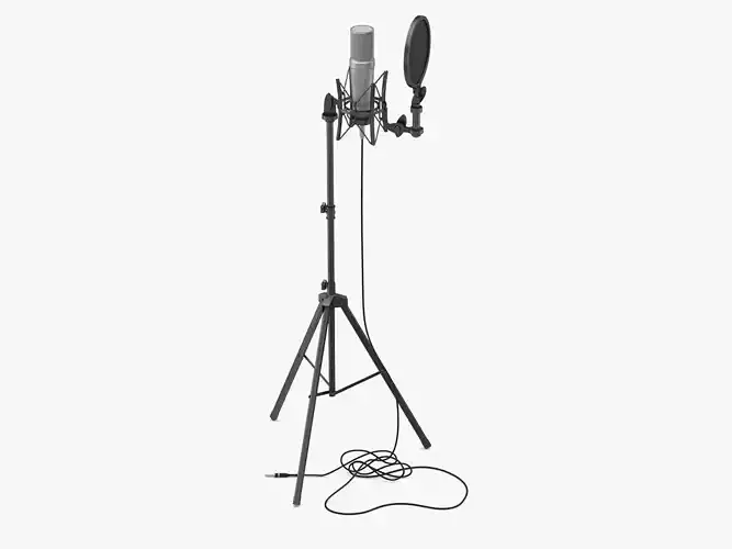 Studio Microphone and Stand 3D model
