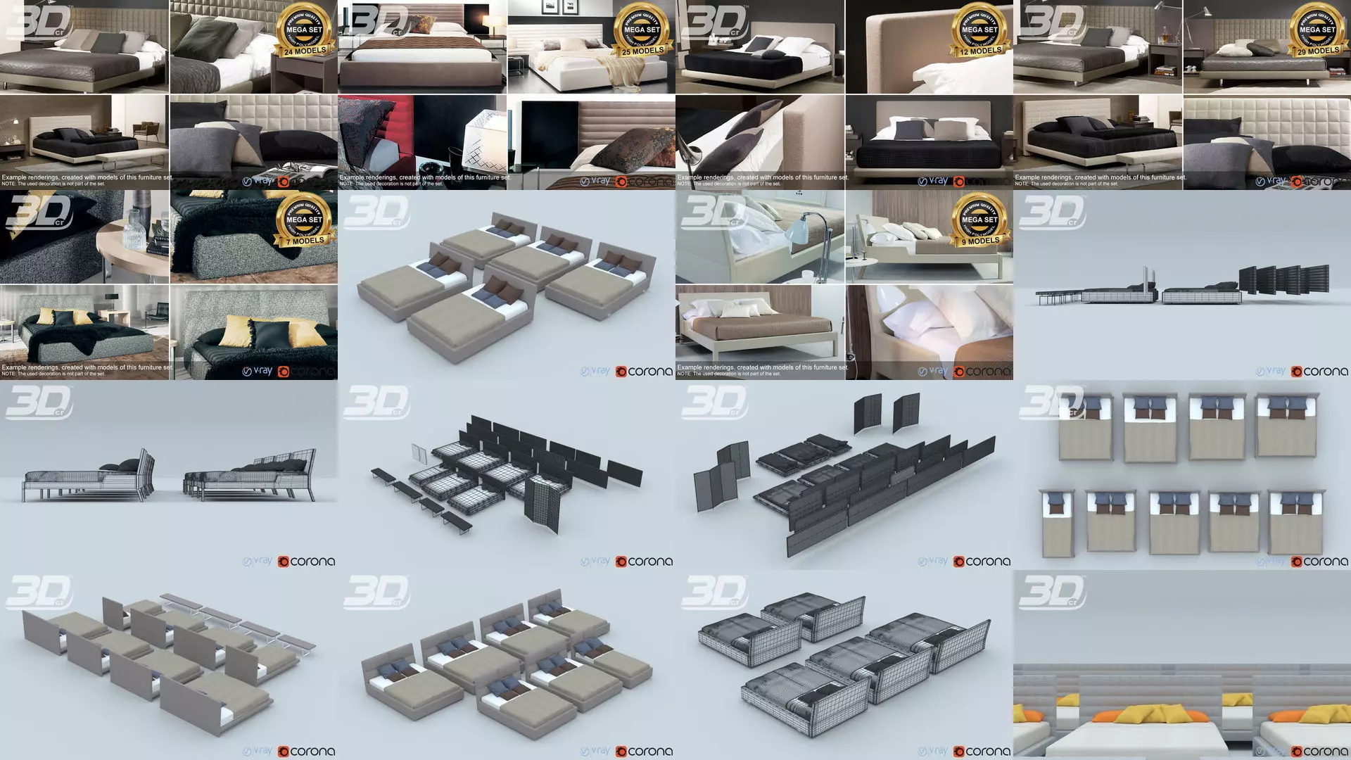 Mega Bed Set vol2 3D Model Pack