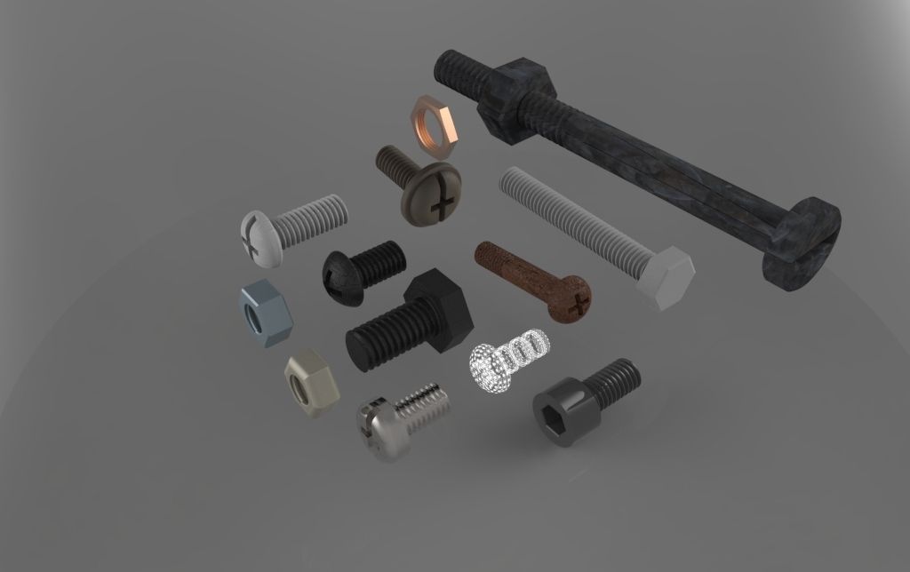 Bolt and nut Free 3D model_4