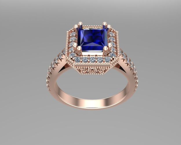 Princess diamond gold rings NN154 3D print model