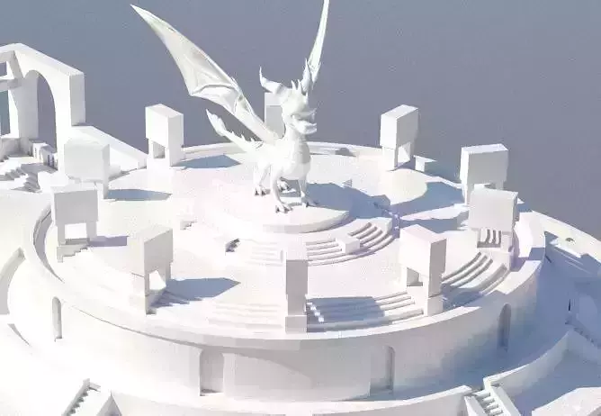 Low Poly - city building - Mausoleum 3d Model statue