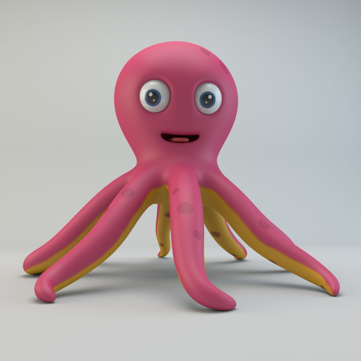 Cartoon Octopus Low-poly 3D model_1