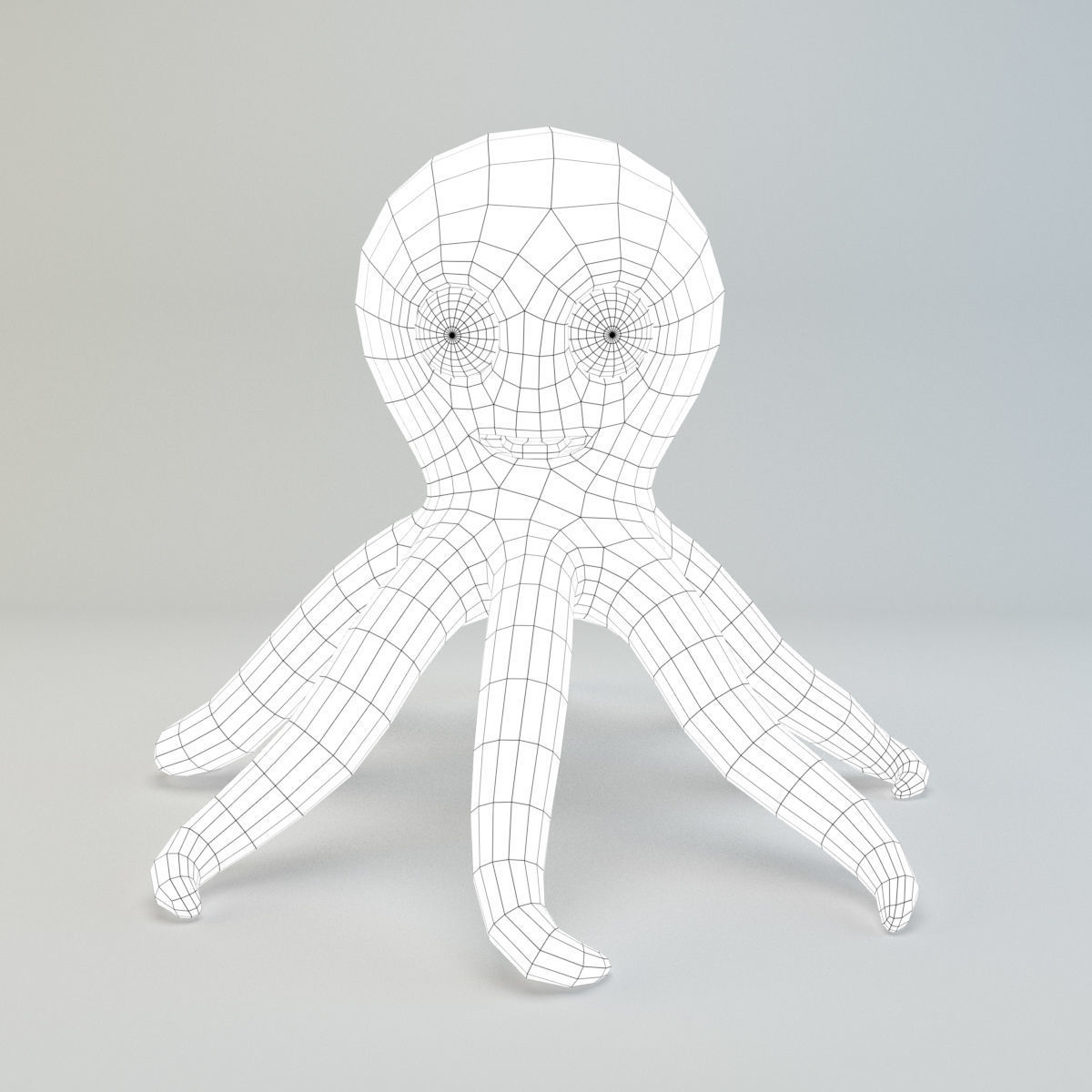 Cartoon Octopus Low-poly 3D model_5