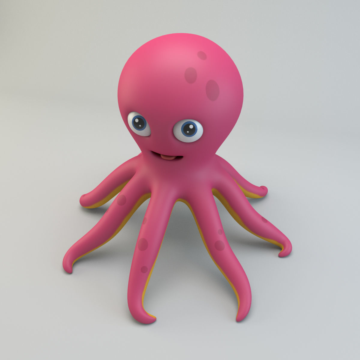 Cartoon Octopus Low-poly 3D model_3