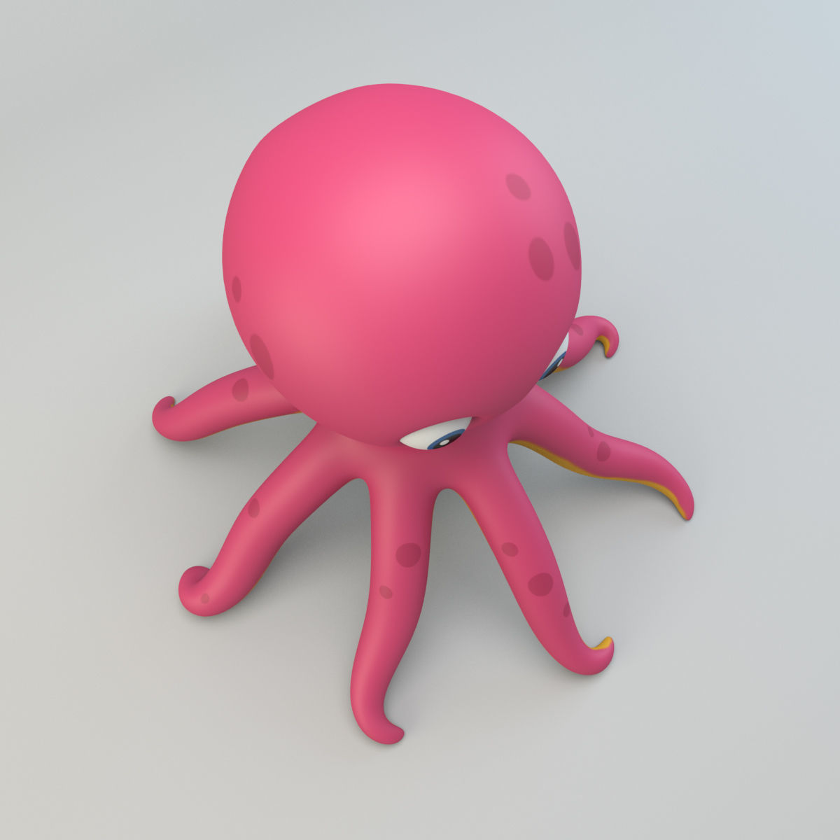 Cartoon Octopus Low-poly 3D model_2