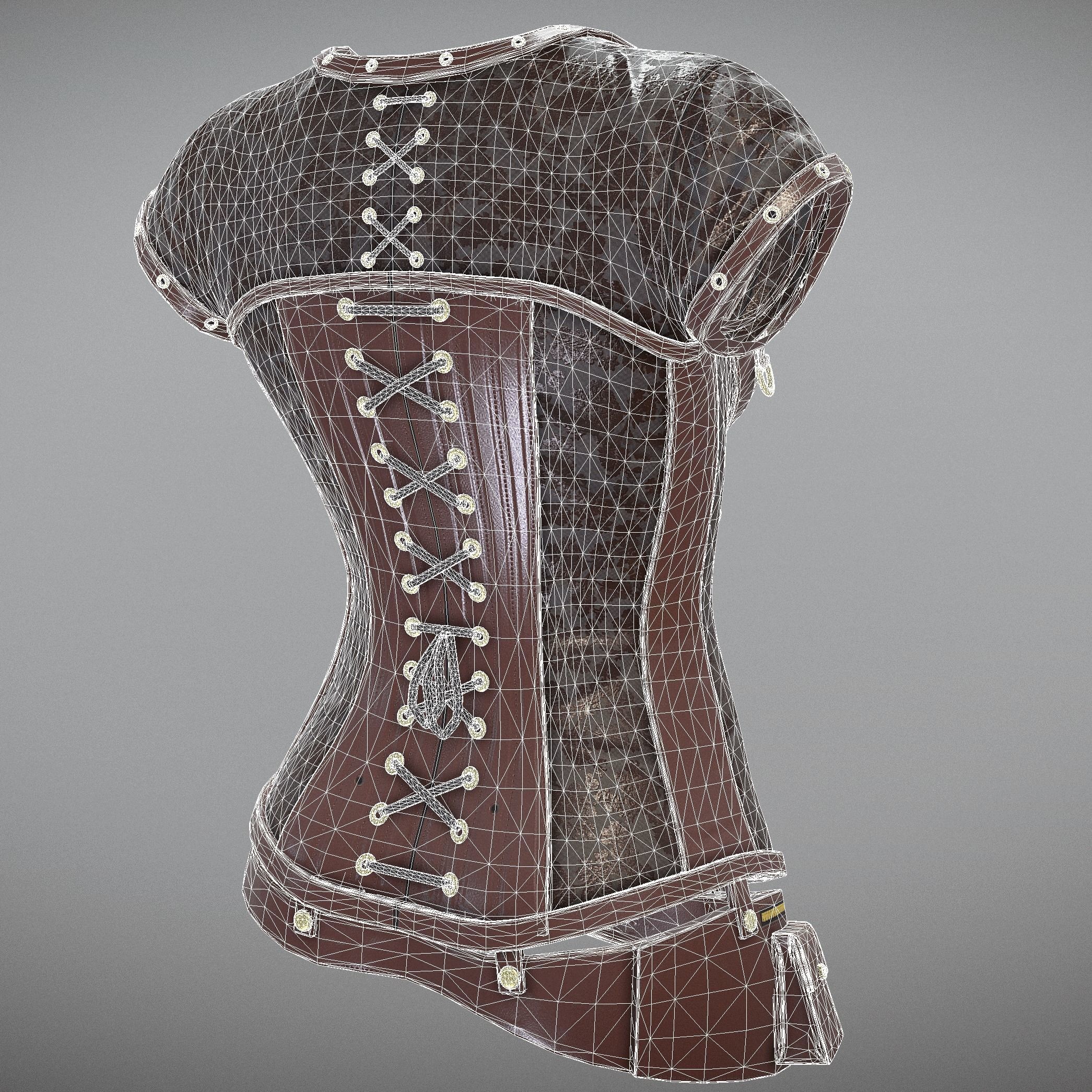 SteampunK Corset Female Low-poly 3D model_7