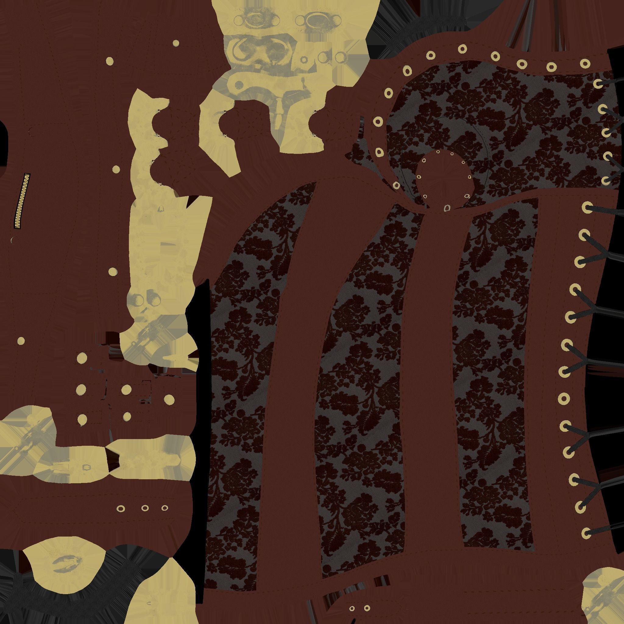 SteampunK Corset Female Low-poly 3D model_4