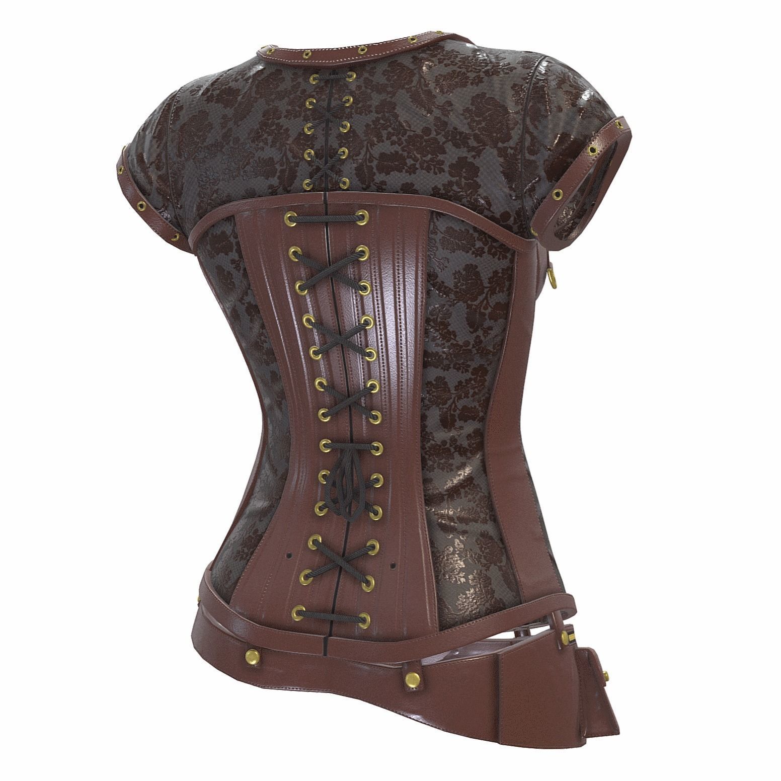 SteampunK Corset Female Low-poly 3D model_1