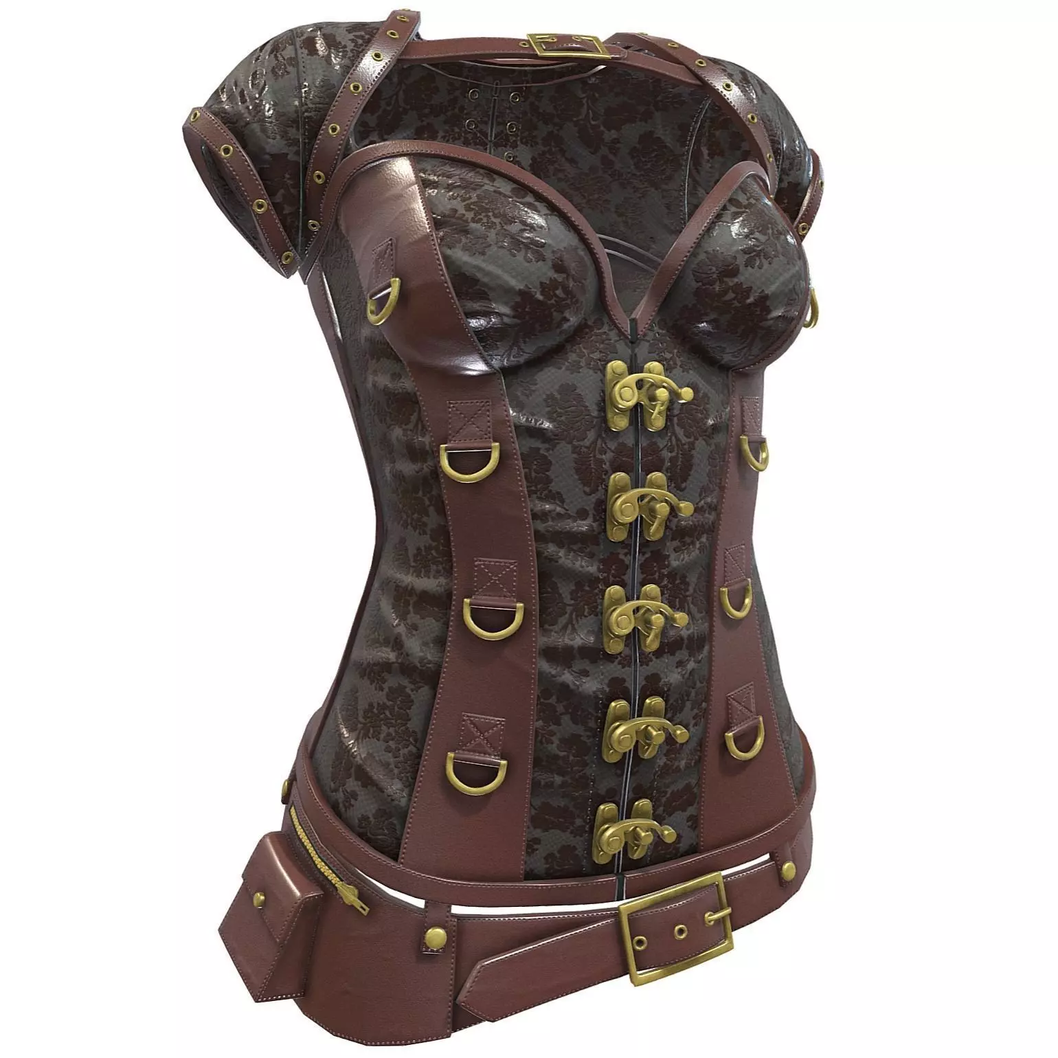 SteampunK Corset Female Low-poly 3D model_0