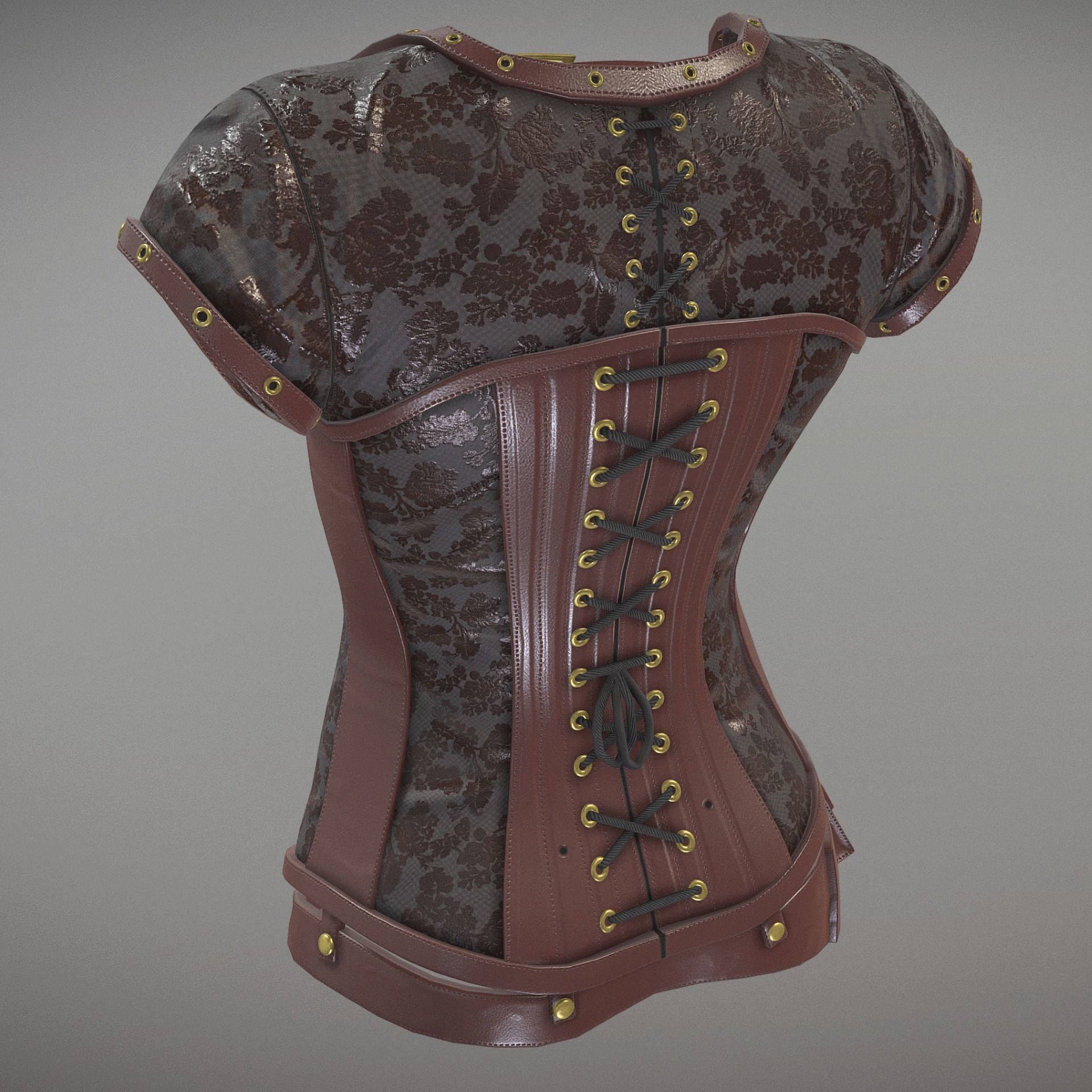 SteampunK Corset Female Low-poly 3D model_6