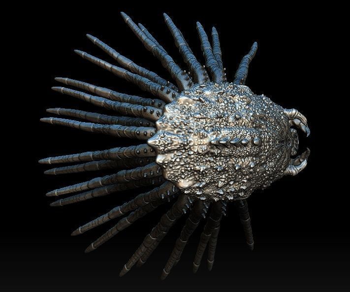 Assassin predator head with dreads  3D model_2