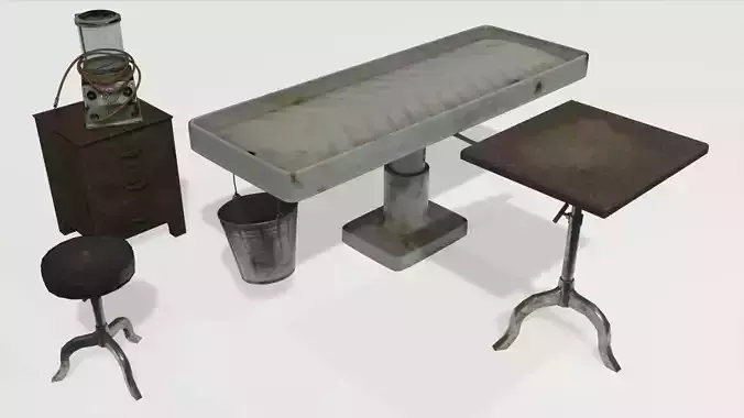 Low Poly Vintage Mortuary Items Low-poly 3D model