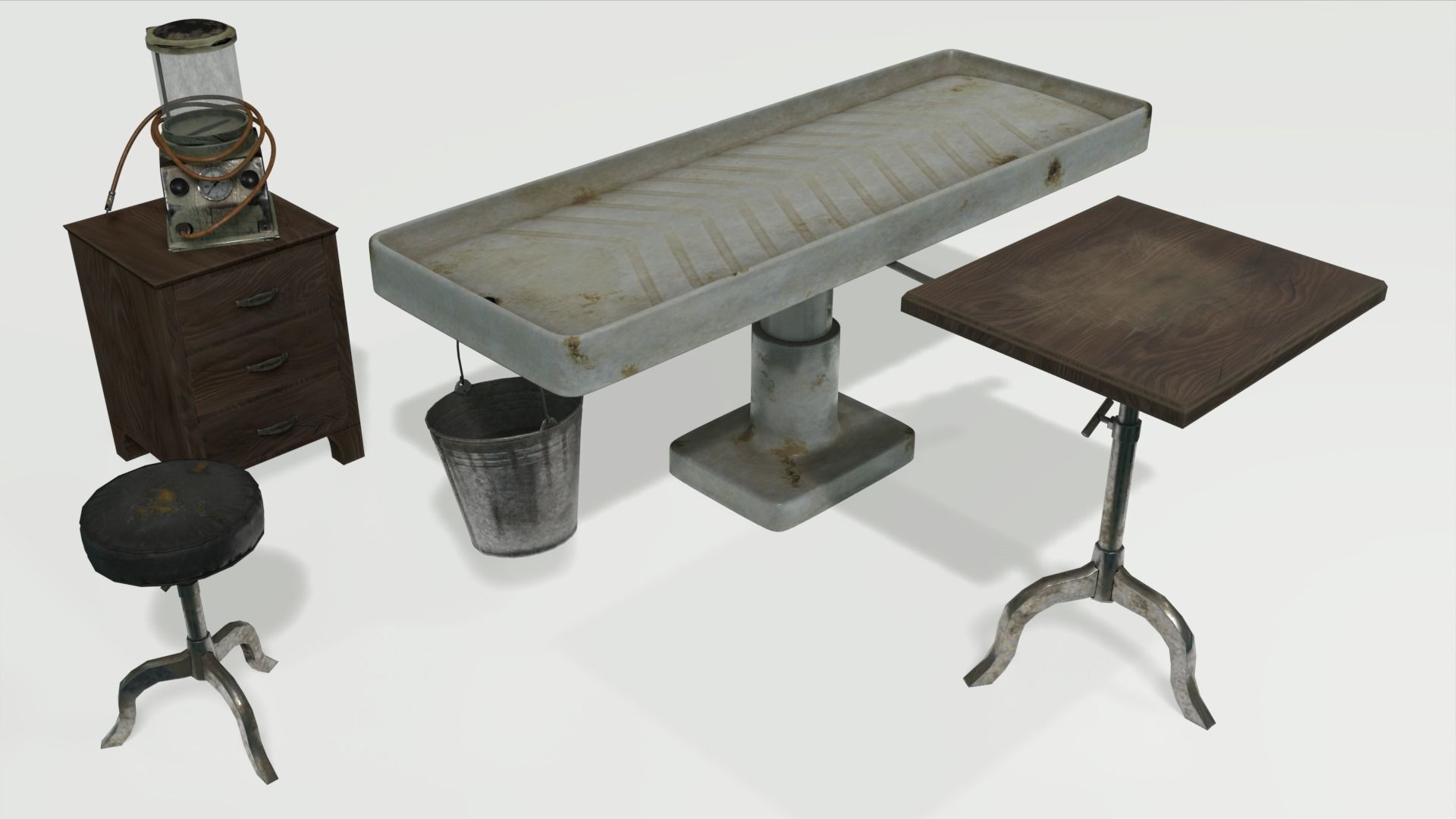 Low Poly Vintage Mortuary Items