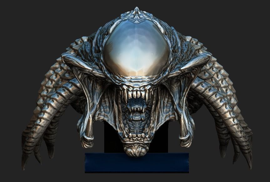 Predalien head bust and base 3D model_3