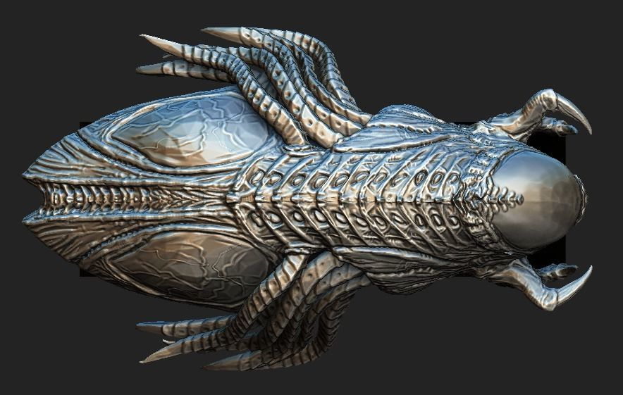 Predalien head bust and base 3D model_7