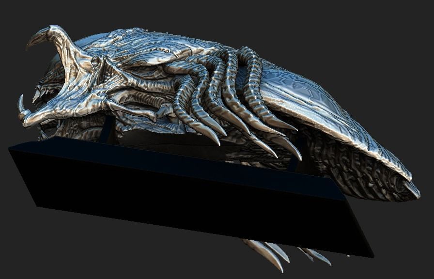 Predalien head bust and base 3D model_8