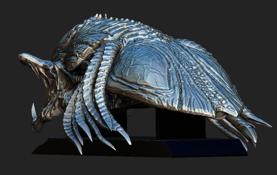 Predalien head bust and base 3D model_5