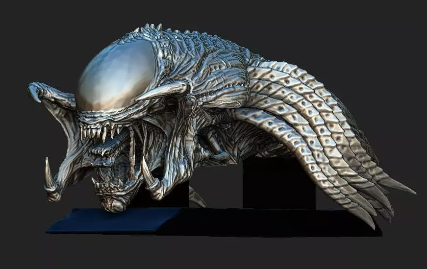 Predalien head bust and base 3D model_0