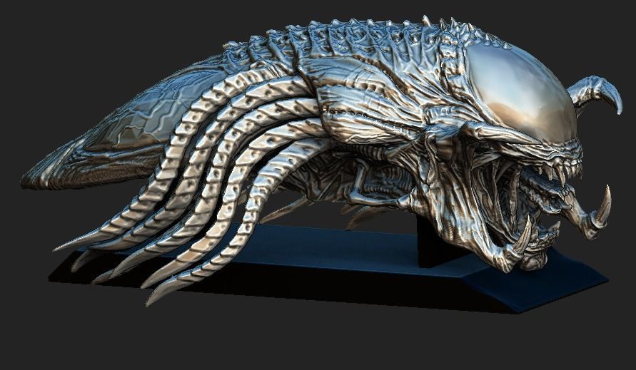 Predalien head bust and base 3D model_2