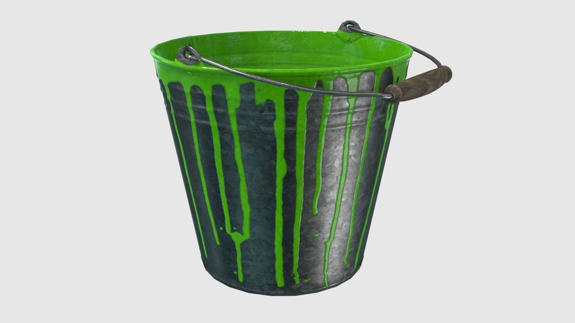 Low Poly Steel Bucket Low-poly 3D model_12