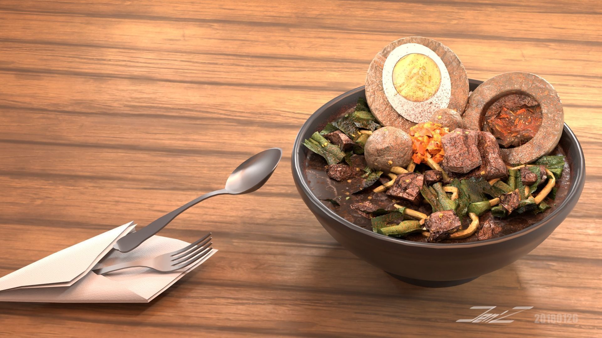 Bakso an Original Culinary from Indonesia Low-poly 3D model_2