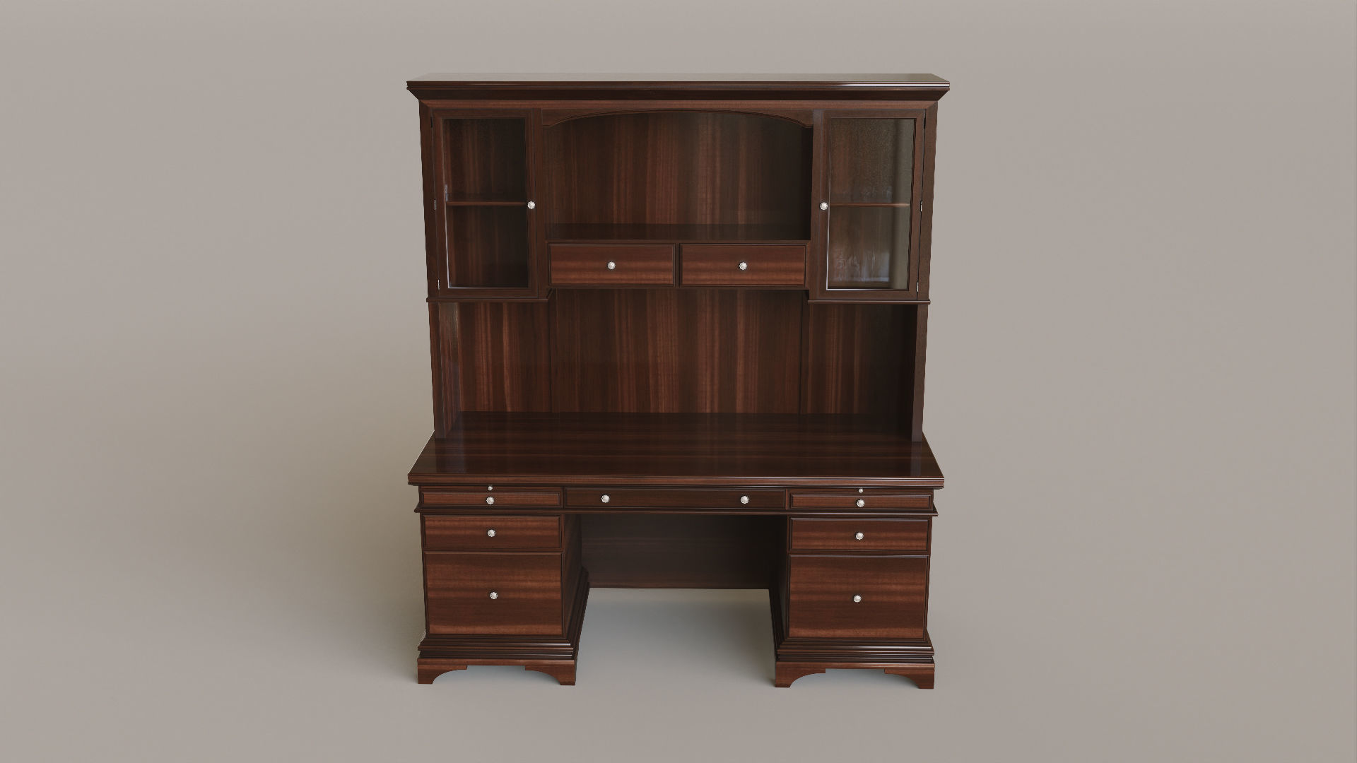 Classic Office Hutch Low-poly 3D model_2