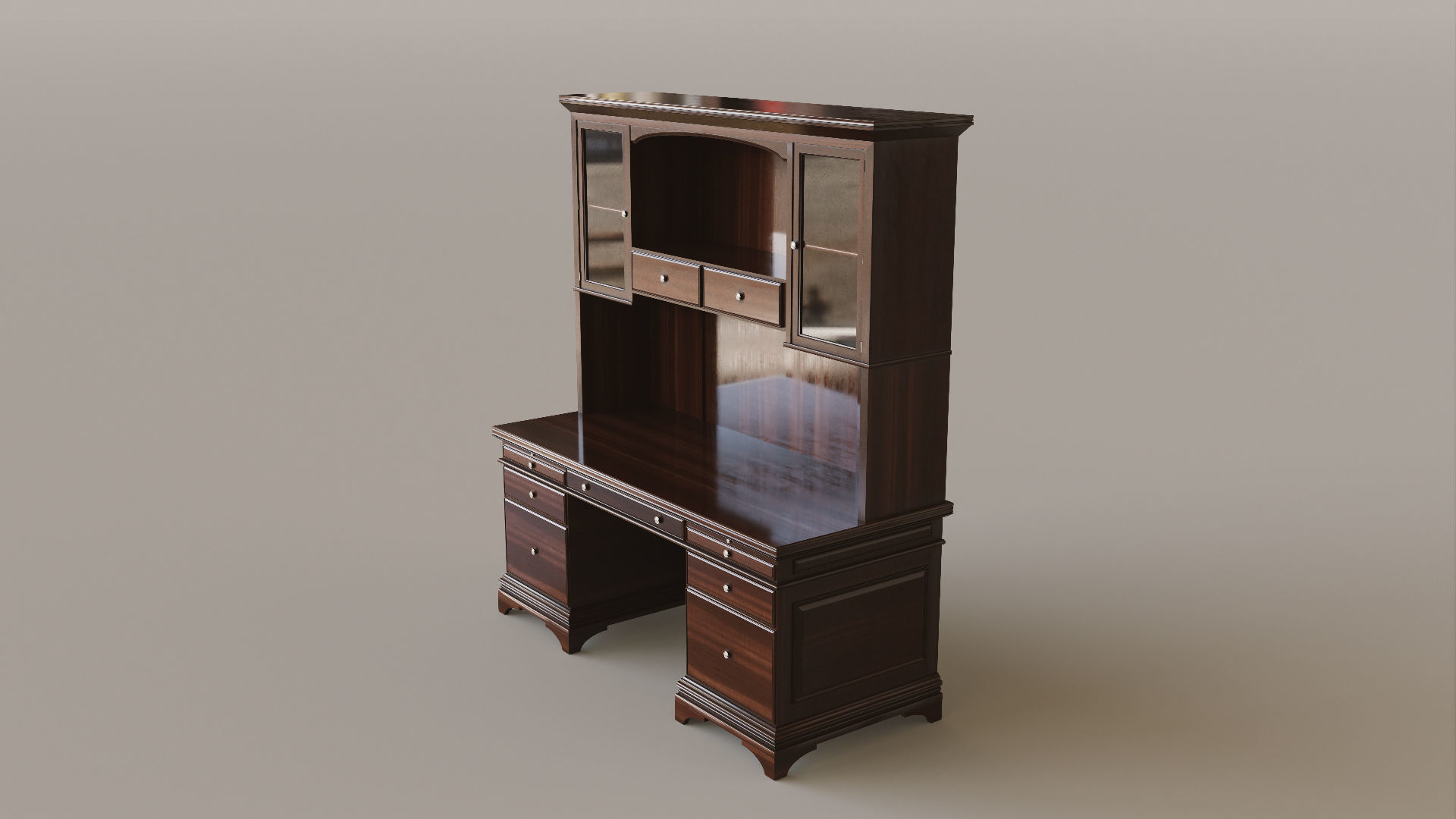 Classic Office Hutch Low-poly 3D model_3