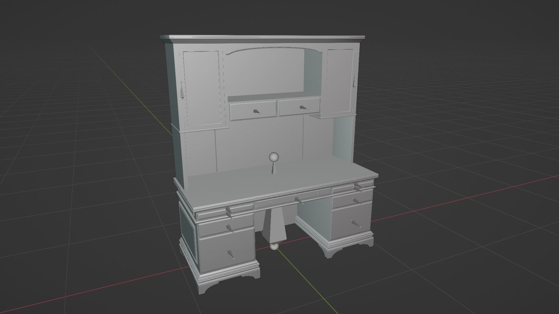 Classic Office Hutch Low-poly 3D model_6