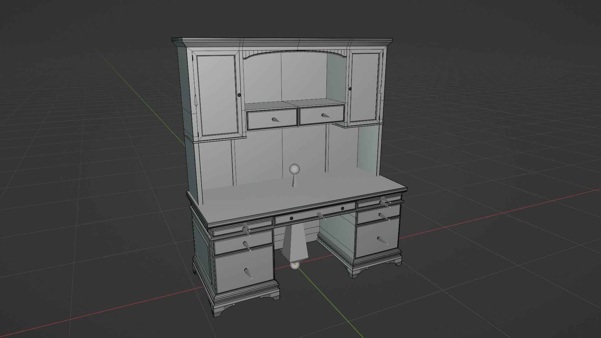Classic Office Hutch Low-poly 3D model_7