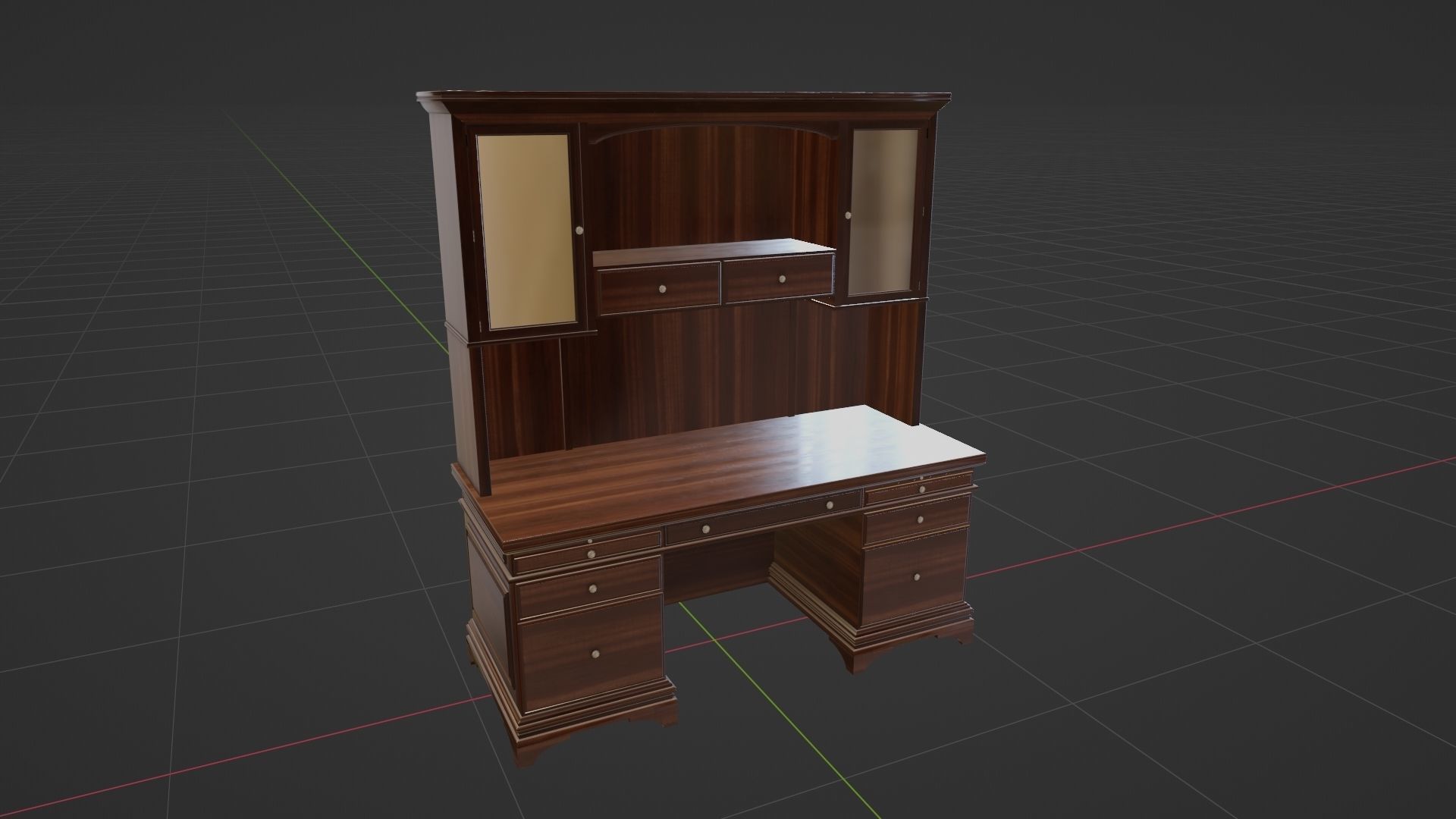 Classic Office Hutch Low-poly 3D model_5