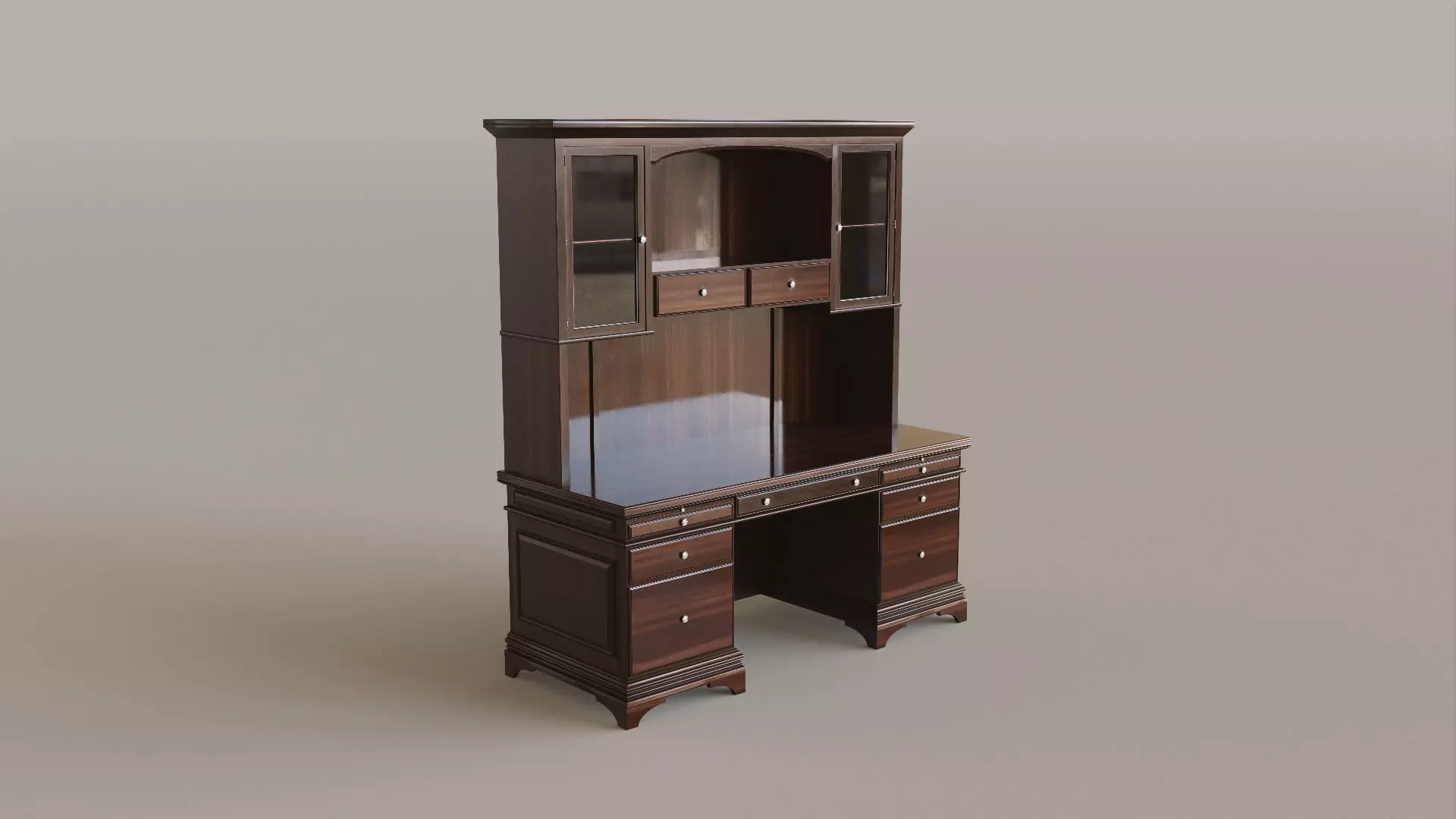Classic Office Hutch Low-poly 3D model_0