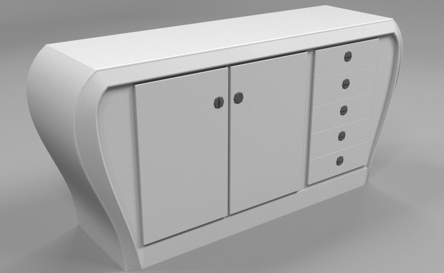 Office Cabinet - Curved 3D model 3D model_3