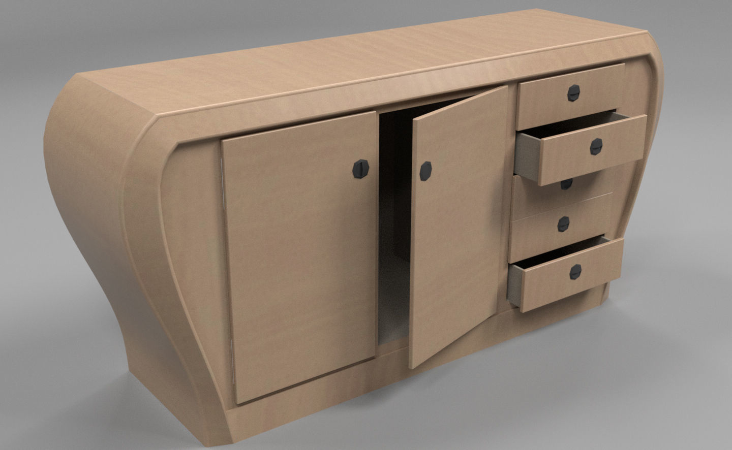 Office Cabinet - Curved 3D model 3D model_1