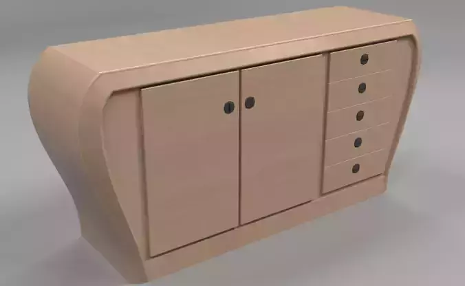 Office Cabinet - Curved 3D model 3D model