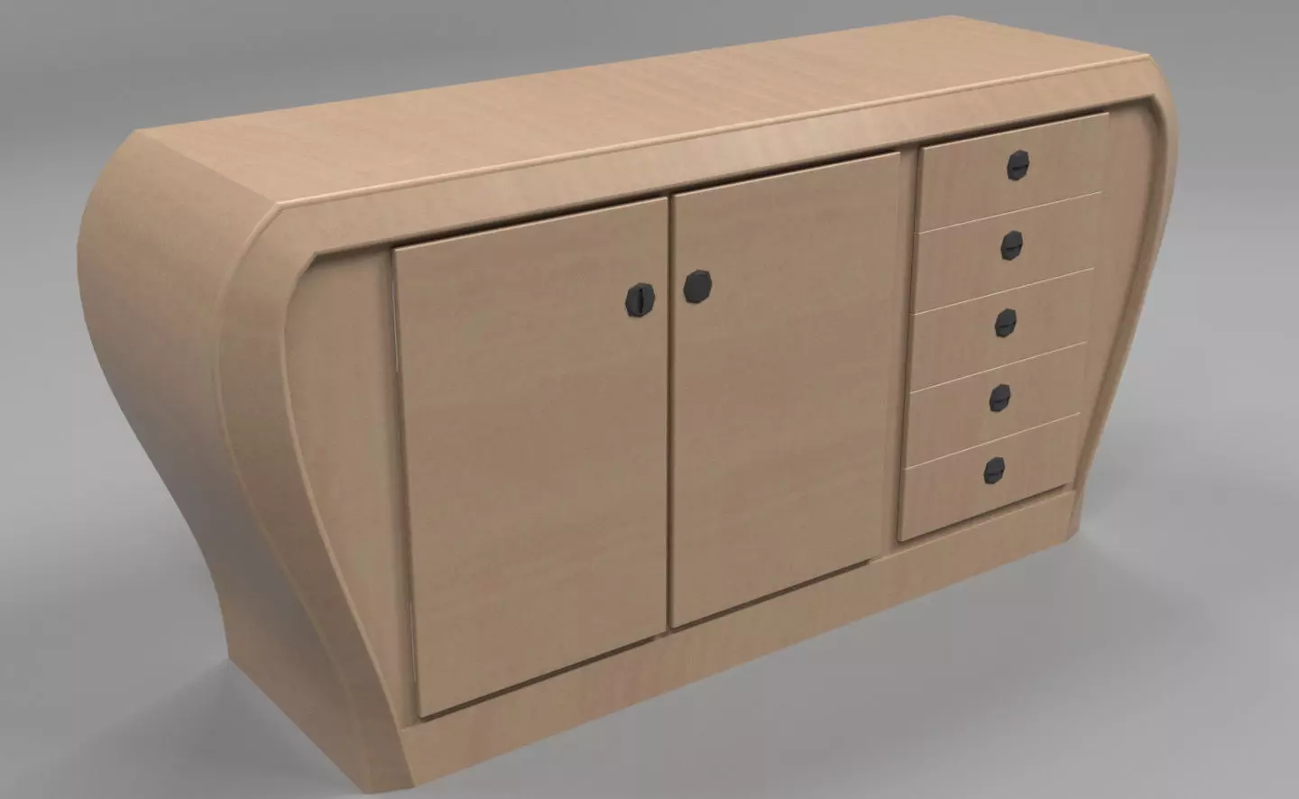 Office Cabinet - Curved 3D model 3D model_0