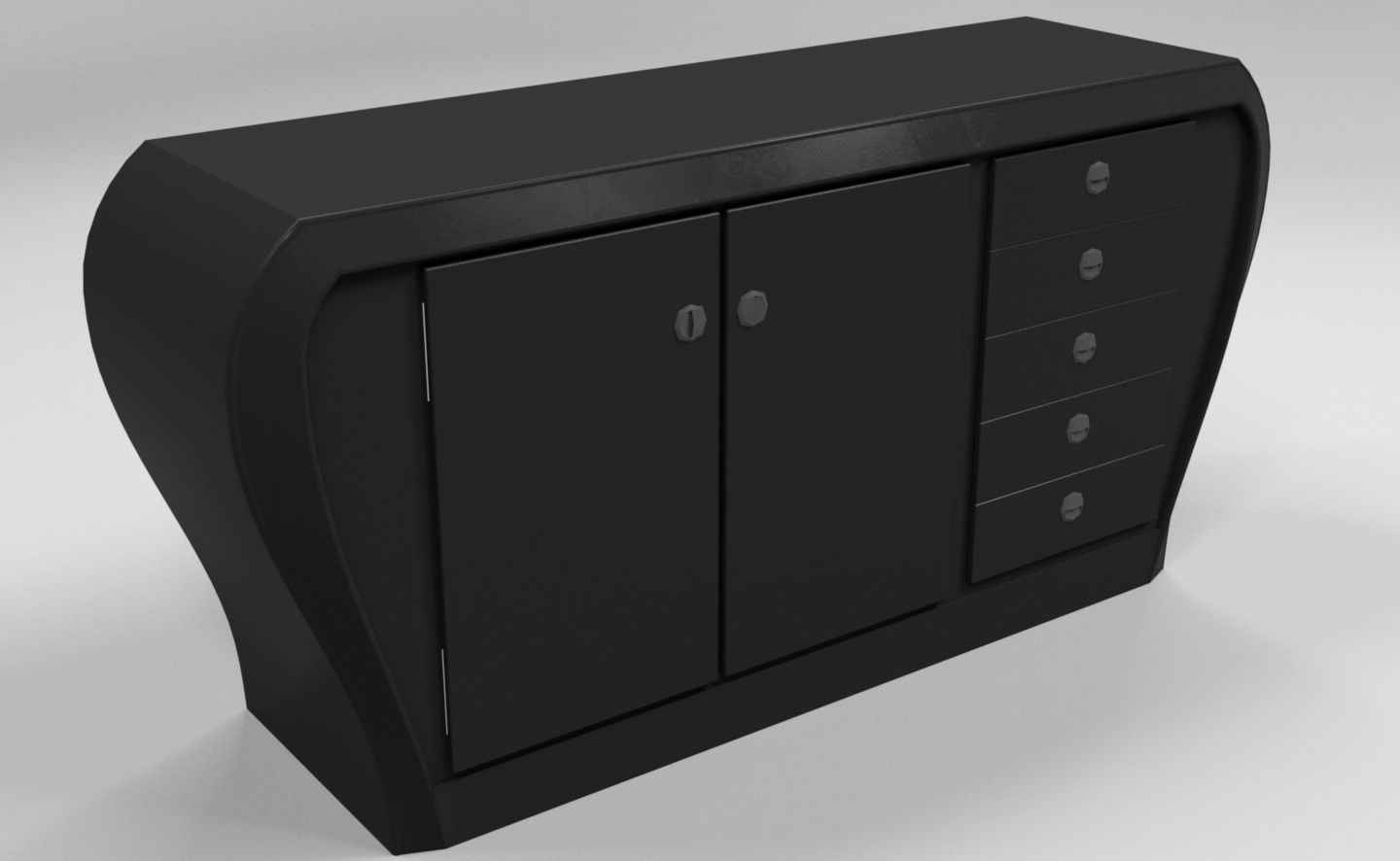 Office Cabinet - Curved 3D model 3D model_2