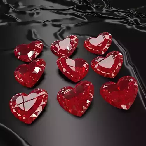 Set Heart shaped gemstone v2