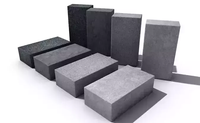 Bricks collection stack of concrete blocks on pallet Low-poly 3D model
